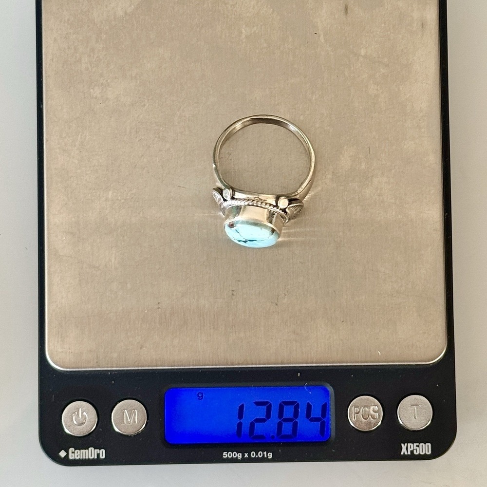 Navajo Blue Turquoise Ring Golden Hills Sz 13.5 Mens Signed Tsosoie Native Amer - Picture 12 of 12